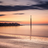 Buy canvas prints of Dawn colour on Sea Palling Beach by David Powley