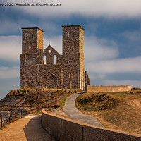 Buy canvas prints of Sunlight on the Reculver Towers by David Powley