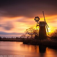 Buy canvas prints of Turf Fen Mill Sunset by David Powley
