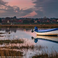 Buy canvas prints of Blakeney Boat Reflections Norfolk by David Powley