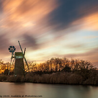 Buy canvas prints of Turf Fen Mill Norfolk at Sunset by David Powley