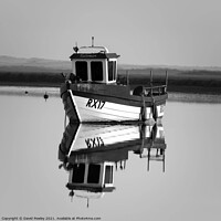 Buy canvas prints of Fishing Boat at Brancaster Staithe Norfolk Mono by David Powley