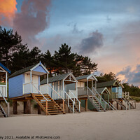 Buy canvas prints of Wells Beach Hut Sunset Norfolk by David Powley