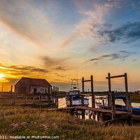 Buy canvas prints of Summer Sunset Over Thornham Harbour Norfolk by David Powley