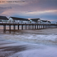 Buy canvas prints of Dawn colour over Southwold Pier by David Powley