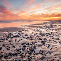 Buy canvas prints of Sunrise Sky Over Cromer Beach Norfolk by David Powley