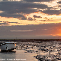 Buy canvas prints of Low Tide Sunrise at Brancaster Staithe Norfolk by David Powley