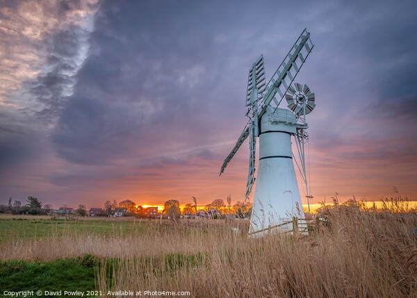 Sunrise Over Thurne Mill Norfolk Picture Board by David Powley