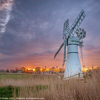 Buy canvas prints of Sunrise Over Thurne Mill Norfolk by David Powley