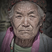 Buy canvas prints of Old Nepalese Lady by Caroline Claye