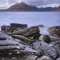 Buy canvas prints of Snow capped Cuillins from Elgol by Phillip Dove LRPS