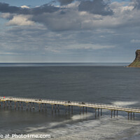 Buy canvas prints of Saltburn Pier and Huntcliff a panoramic image. by Phillip Dove LRPS