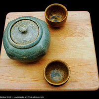 Buy canvas prints of Antique Tea Set on Wooden Serving Board by Nathan Bickel