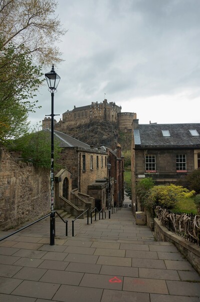 Edinburgh Castle view from the Vennel Picture Board by Theo Spanellis