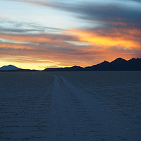 Buy canvas prints of Sunset over Salar de Uyuni desert by Theo Spanellis