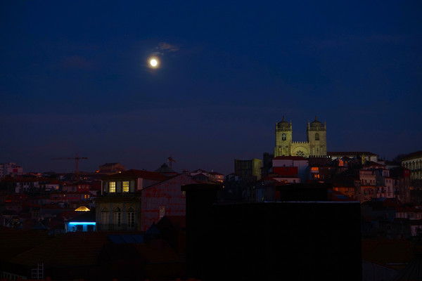 Full moon over Porto Picture Board by Theo Spanellis