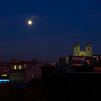 Buy canvas prints of Full moon over Porto by Theo Spanellis