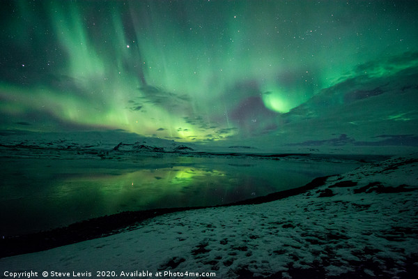 Northern Lights Iceland , Jökulsárlón Acrylic by Steve Lewis