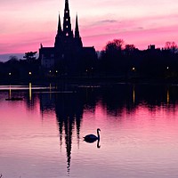 Buy canvas prints of LICHFIELD CATHEDRAL              by Sue HASKER