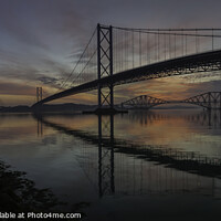 Buy canvas prints of Forth Bridges at sunrise. by Scotland's Scenery