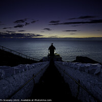 Buy canvas prints of St Abbs lighthouse at blue hour just before Sunrise. by Scotland's Scenery
