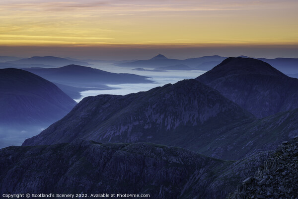 Glencoe mountain Glow Picture Board by Scotland's Scenery