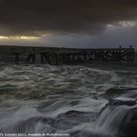 Buy canvas prints of Portencross pier at sunset. by Scotland's Scenery