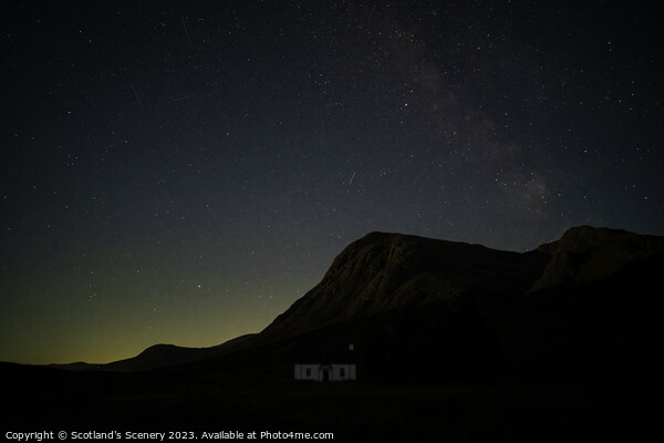 Lagangarbh Cottage, Glencoe, highlands Scotland at night. Picture Board by Scotland's Scenery
