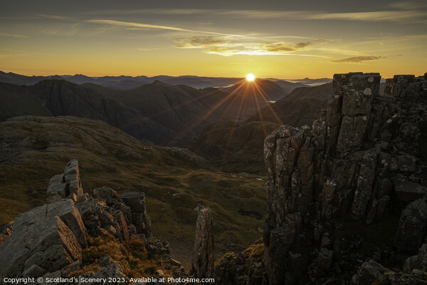 Sunburst Sunrise, Glencoe, Highlands Scotland. Picture Board by Scotland's Scenery
