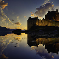 Buy canvas prints of Eilean Donan Castle at sunset, Highlands, Scotland by Scotland's Scenery