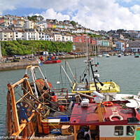 Buy canvas prints of FISHING BOATS IN BRIXHAM HARBOUR, DEVON by SIMON STAPLEY