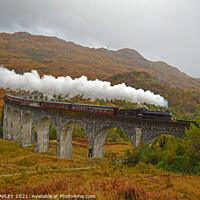 Buy canvas prints of Jacobite Steam Train On Glenfinnan Viaduct In Autu by SIMON STAPLEY