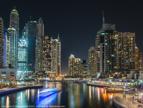 Dubai Marina Nightscape Picture Board by Dean Packer