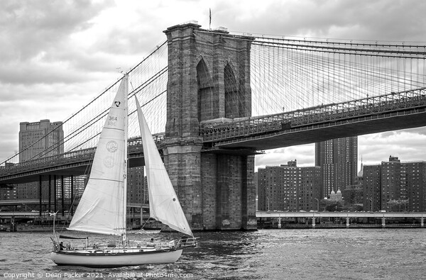 Majestic Sailing under Brooklyn Bridge Picture Board by Dean Packer