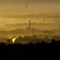 Buy canvas prints of Sun Rise Over Bolton, with Manchester in the backg by Christopher Stores