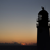 Buy canvas prints of Sun Set with silhouette of Rua Reidh Lighthouse by Christopher Stores