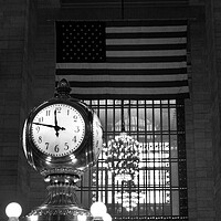 Buy canvas prints of Clock and flag at Grand Central Station, New York by Christopher Stores