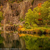 Buy canvas prints of Deep reflections of a Welsh slate quarry by Clive Ingram