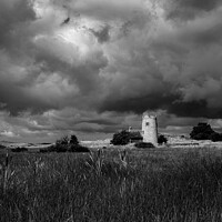 Buy canvas prints of Black and white of the tower at The Snook (Lindisf by Clive Ingram