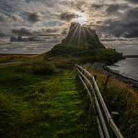 Buy canvas prints of Lindisfarne Castle sunrise by Clive Ingram