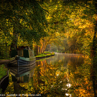 Buy canvas prints of Serene Dawn over Autumnal Canal by Clive Ingram