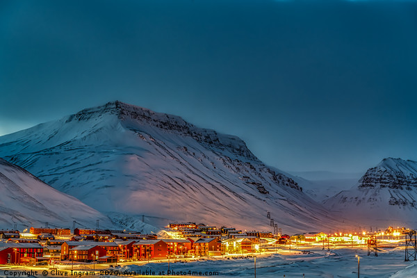 Longyearbyen as night falls Canvas Print by Clive Ingram