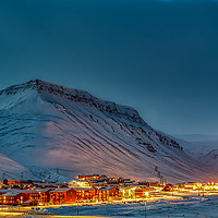 Buy canvas prints of Longyearbyen as night falls by Clive Ingram