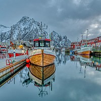 Buy canvas prints of Tranquil Arctic Fishing Boats by Clive Ingram