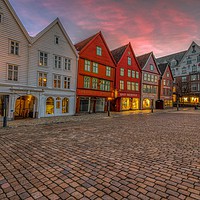 Buy canvas prints of Historic charm at Bergen dawn by Clive Ingram