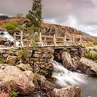 Buy canvas prints of Welsh mountain stream in full flow. by Clive Ingram