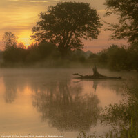 Buy canvas prints of Mist over a pond at sunrise by Clive Ingram