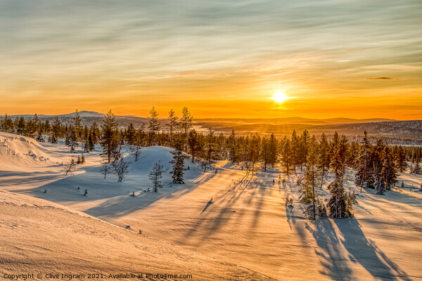 Finland fell scene in Arctic winter Picture Board by Clive Ingram