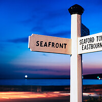 Buy canvas prints of Seaford Seafront Sign by Ben Russell