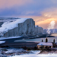 Buy canvas prints of Snow On The Sisters by Ben Russell